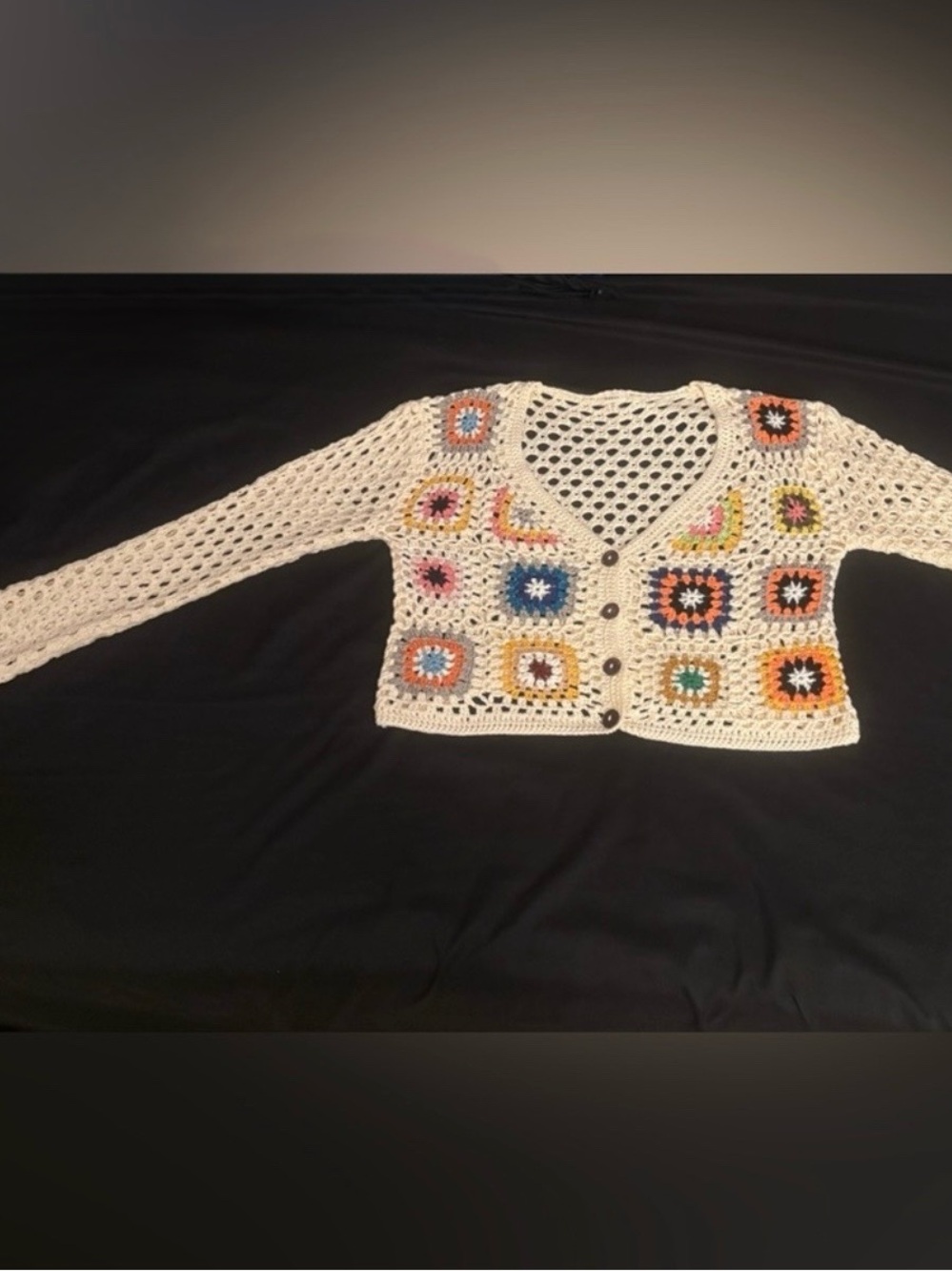 Debut Cream Crochet Cardigan | L